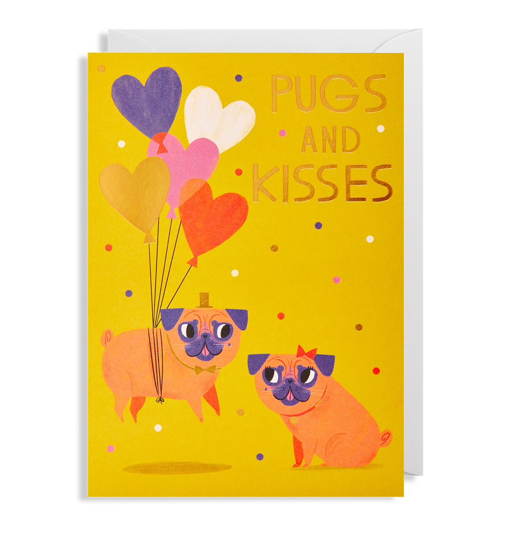 Pugs And Kisses Greetings Card - Lagom Design