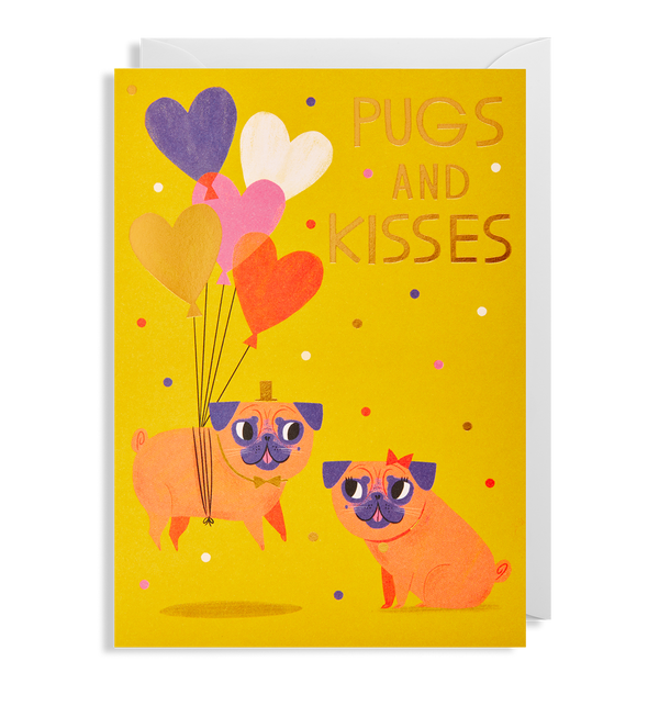 Pugs And Kisses Greetings Card - Lagom Design