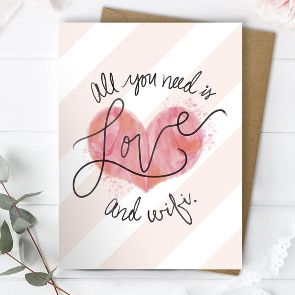 SALE 50% OFF - Mrs Best Paper Co All You Need is Love & Wifi Card