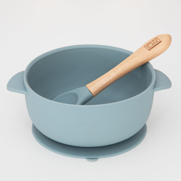 Green Island Baby Bowl & Spoon - Blue