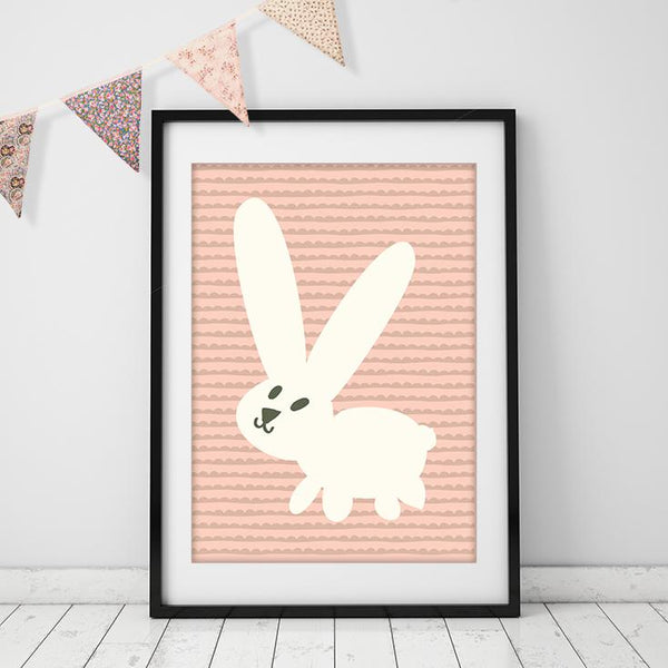 SALE 50% OFF - Mrs Best Paper Co Pink Bunny - Stylish Nursery Wall Art