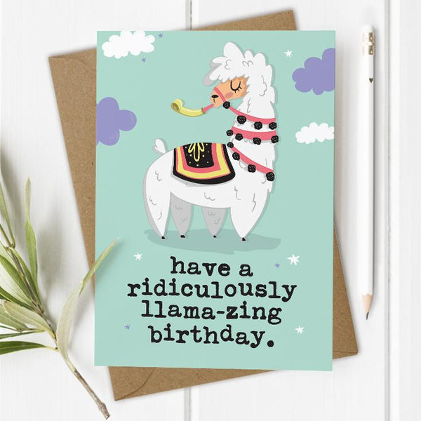 Funny Llama Birthday Greeting Card
