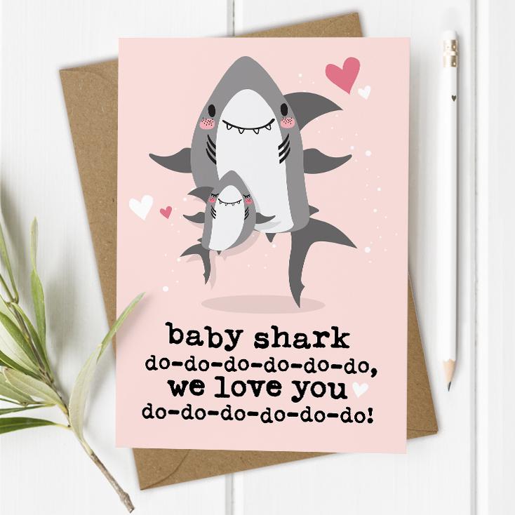 Baby Shark Birthday Card - Pink