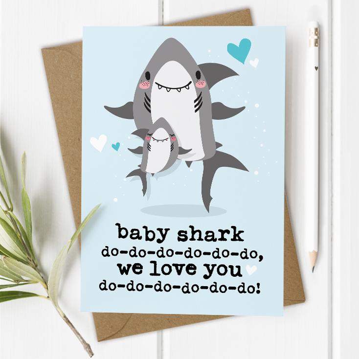 Baby Shark Birthday Card - Blue