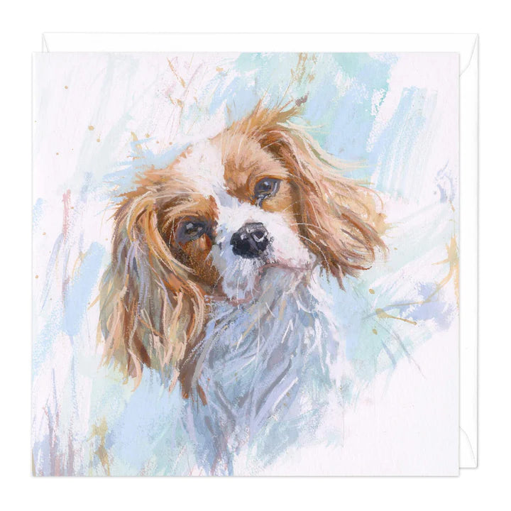 Whistlefish Spaniel On Blue Art Card