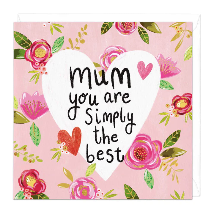 Whistlefish Mum Simply Best Floral Heart Card