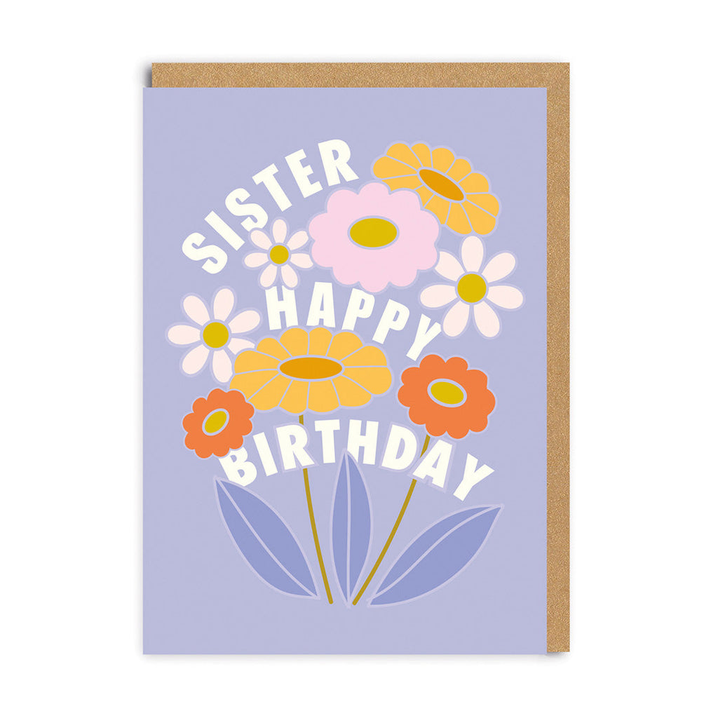 Ohh Deer Happy Birthday Sister Flowers Greeting Card