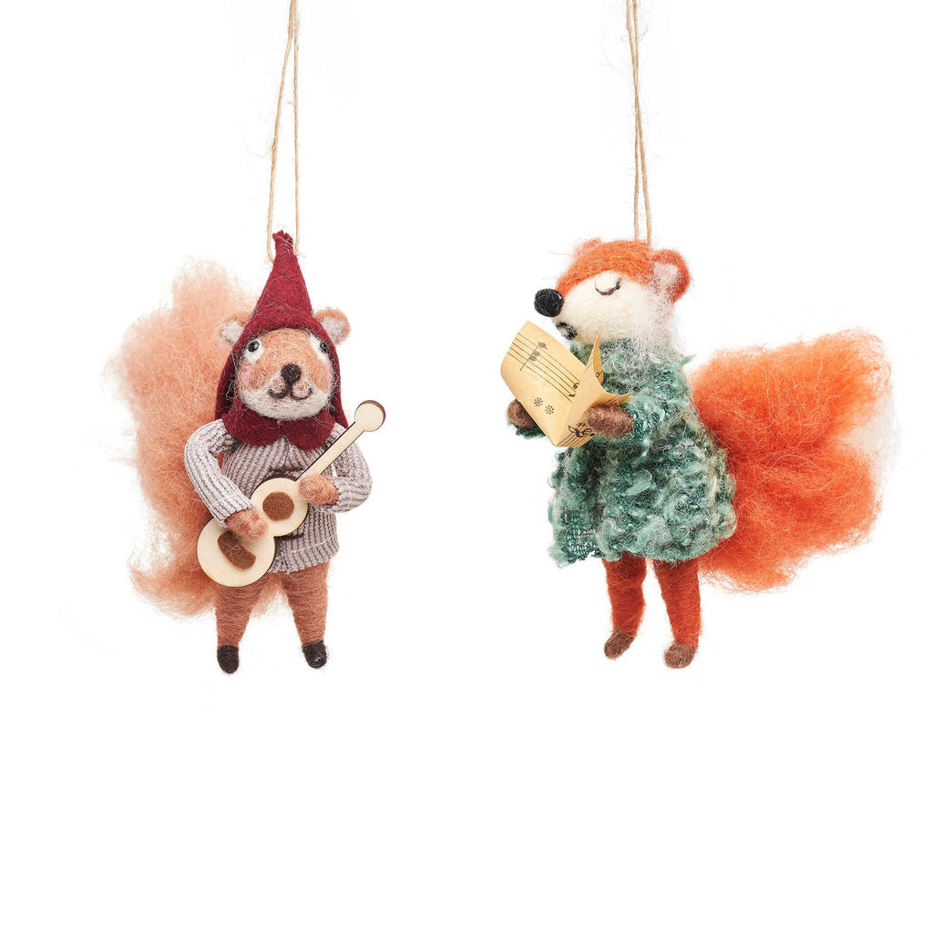 SALE 50% OFF -  Sass & Belle Carolling Fox & Squirrel Felt Decorations - Assorted