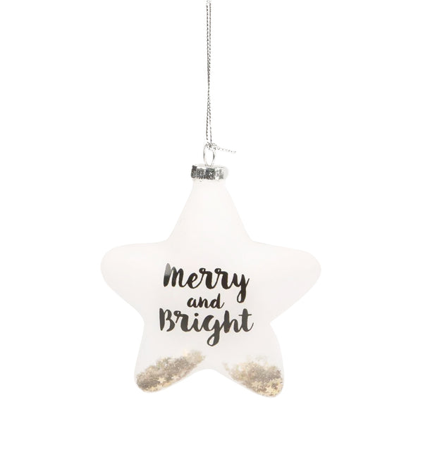 Sass & Belle White Merry & Bright Star Bauble With Gold Sequins