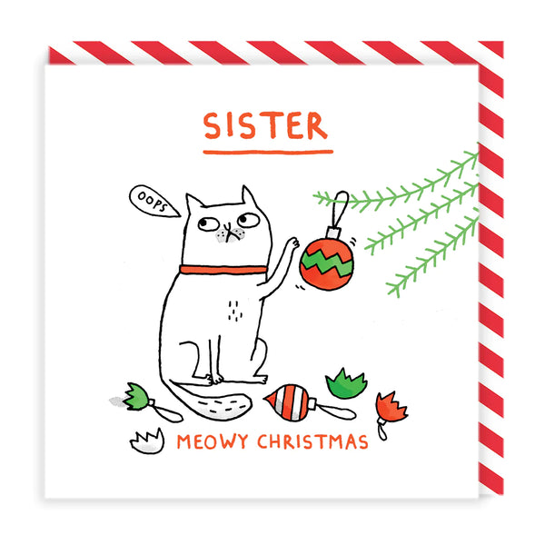 Ohh Deer Sister Meowy Square Christmas Card