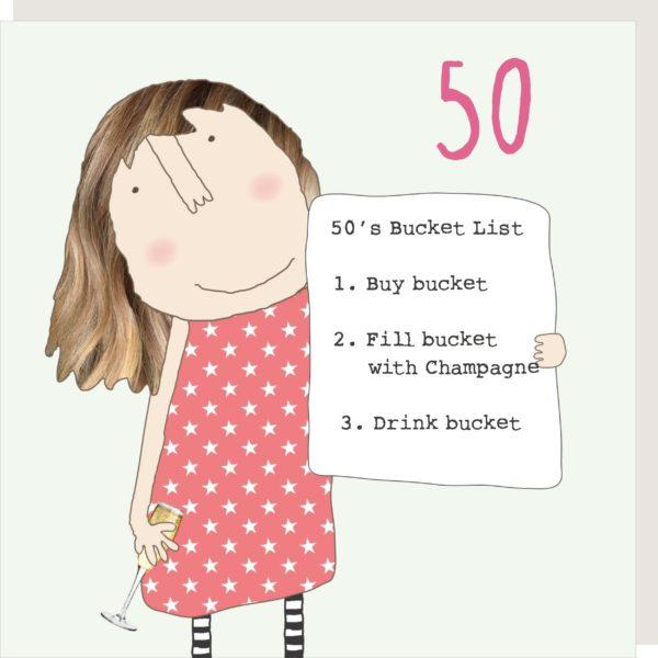 Rosie Made A Thing Girl Age 50 Bucket List Birthday Card