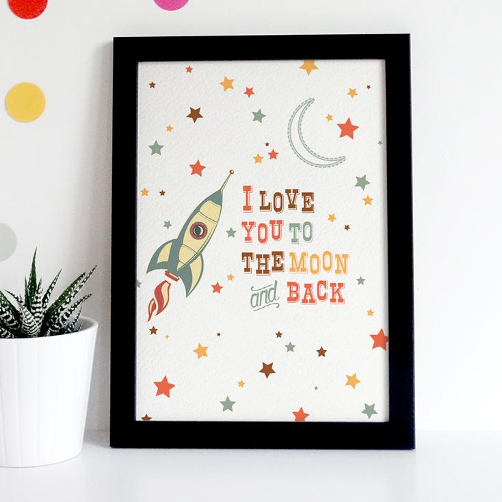 SALE 50% OFF - Mrs Best Paper Co I Love you to the Moon and Back Rocket Print - Childs Room
