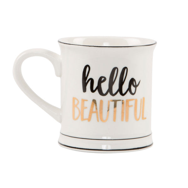 Sass & Belle Metallic Monochrome Hello Beautiful Mug