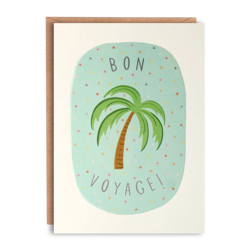 L2751 - Bon Voyage Palm Tree Peachy Card - Mrs Best Paper Co.