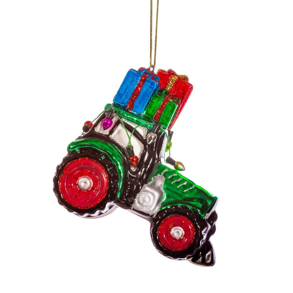 SALE 50% OFF -  Sass & Belle Green Tractor With Gifts Shaped Bauble