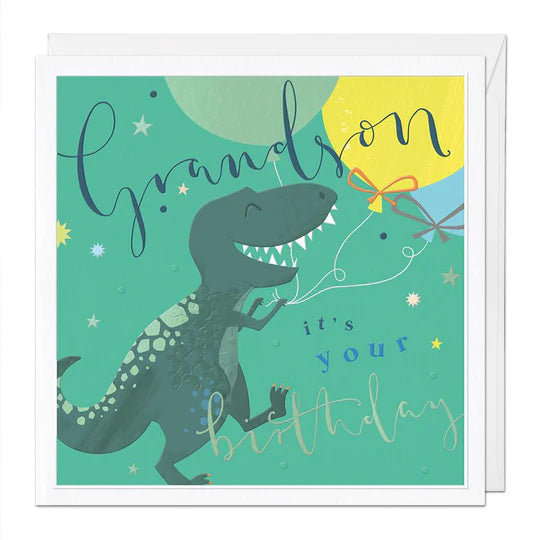 Whistlefish Dinosaur Grandson Luxury Birthday Card