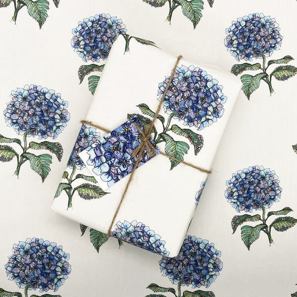 Midsummer Gather Hydrangea Wrapping Paper & Matching Gift Tag