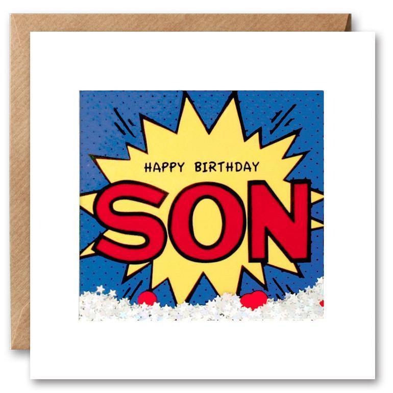 PK2686 - Son Birthday Kapow Shakies Card - Mrs Best Paper Co.