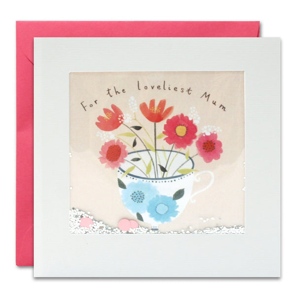 James Ellis PS3024U - Loveliest Mum Teacup with Flowers Shakies Card