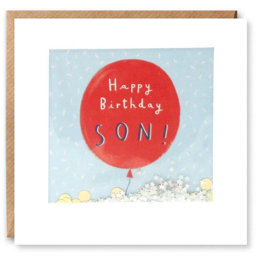 PT2881 - Son Balloon Birthday Shakies Card - Mrs Best Paper Co.