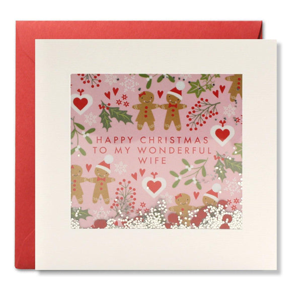 RPS3185 - Wife Gingerbread Pattern Christmas Shakies Card - Mrs Best Paper Co.