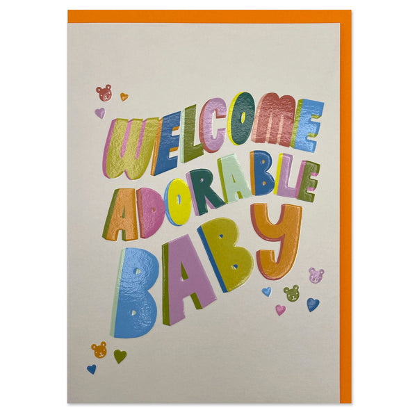 Raspberry Blossom 'Welcome Adorable Baby' New Baby Card - Raspberry Blossom