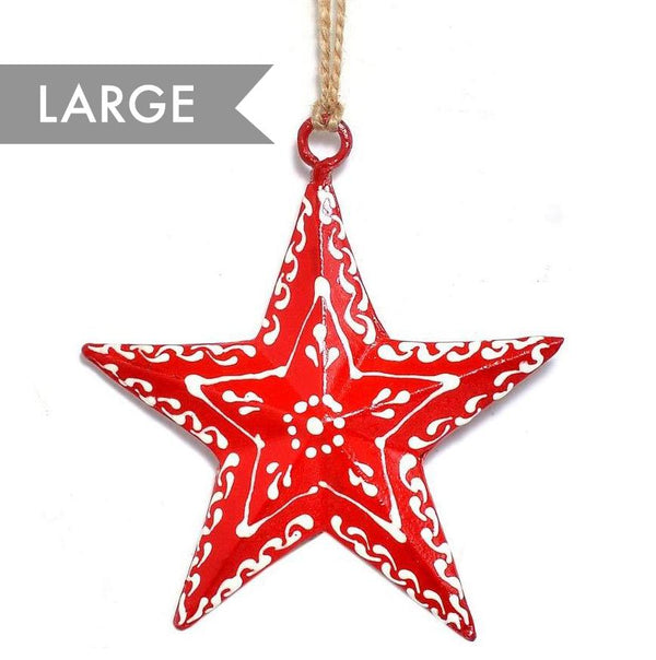 Metal Red Star Large - Hanging Christmas Decoration