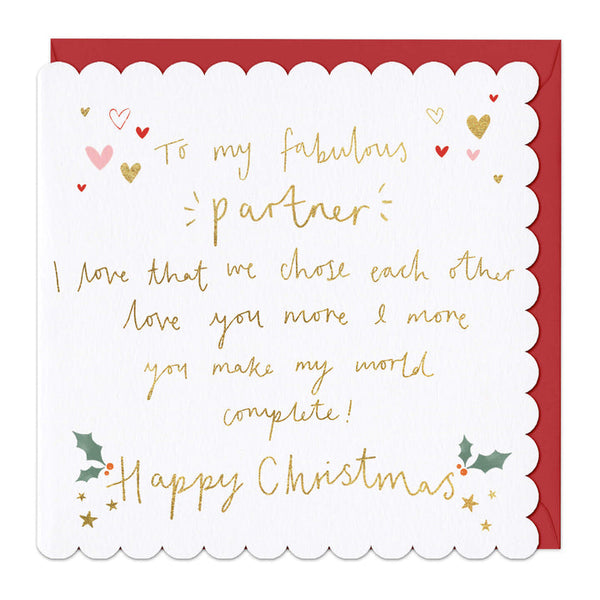 Whistlefish To My Fabulous Partner Christmas Card