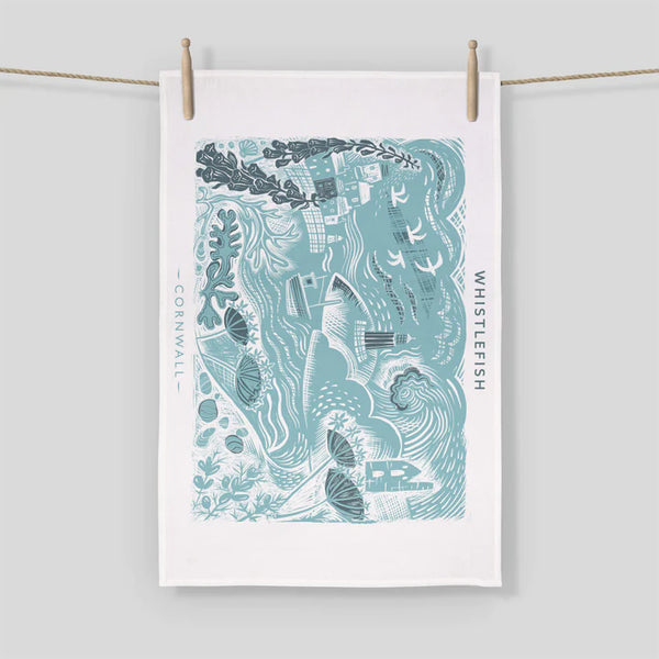 Whistlefish Cornwall Lino Tea Towel