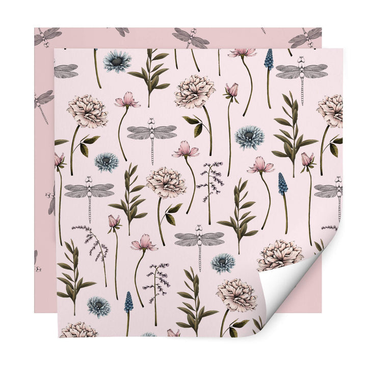 Whistlefish Floral Dragonfly Wrapping Paper Pack