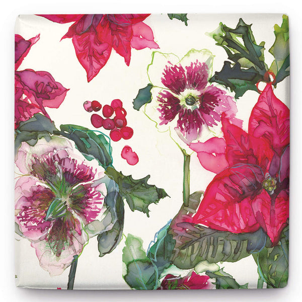 Whistlefish Poinsettia, Holly and Anemone Christmas Wrapping Paper