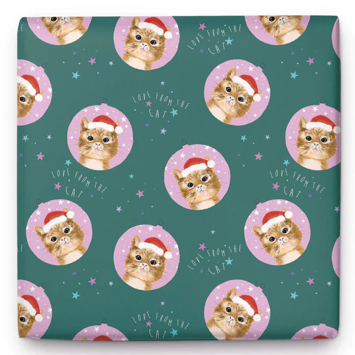 Whistlefish Love From the Cat Christmas Wrapping Paper