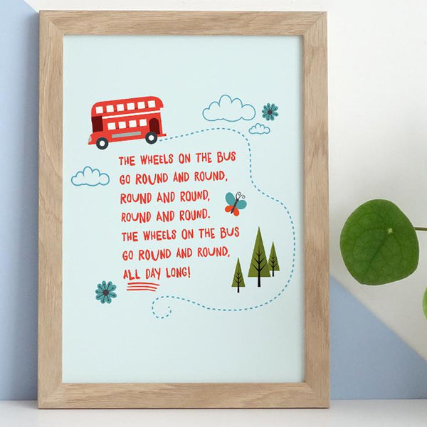SALE 50% OFF - Mrs Best Paper Co The Wheels on the Bus Print