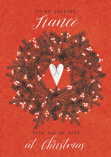The Art File Fiance Wreath Christmas Card