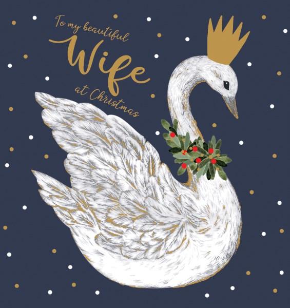 Wife Swan In Crown Christmas Card