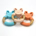 Silicone & Wooden Bunny Teether - Assorted Colours