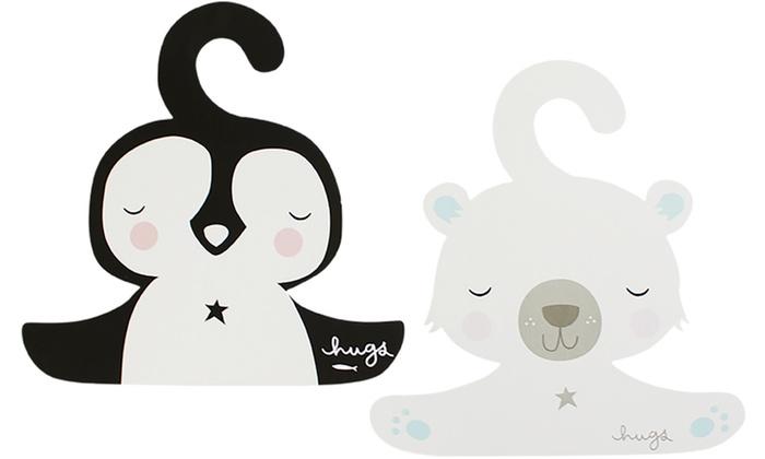 A Little Lovely Company Coat Hanger Set - Penguin & Polar Bear