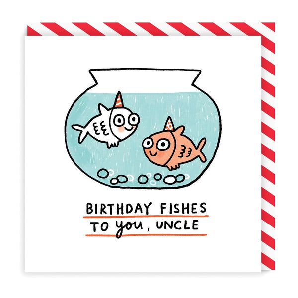 Ohh Deer Birthday Fishes Uncle Square Greeting Card