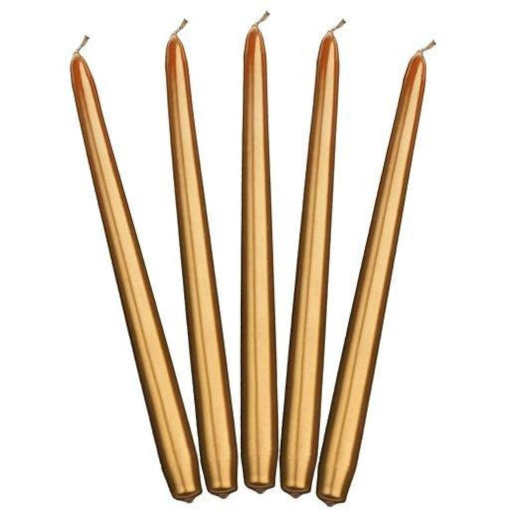 Ancient Wisdom Pack of 5 Taper Candles - Gold