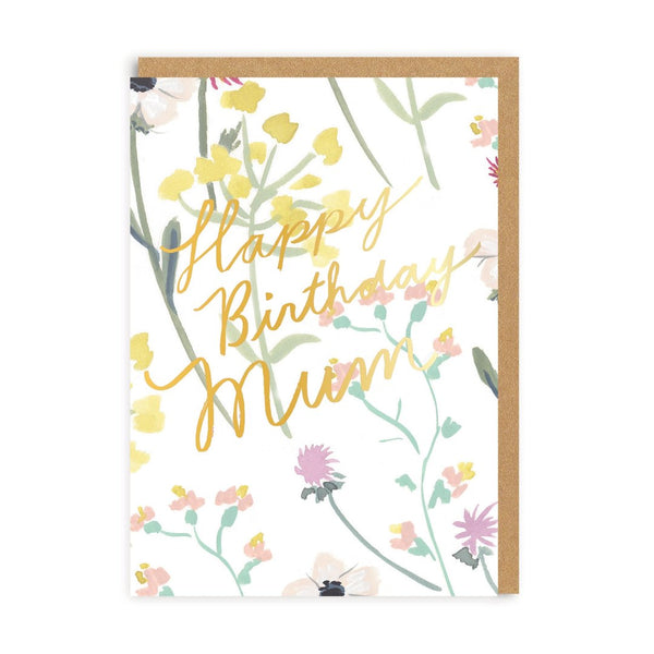 Ohh Deer Happy Birthday Mum Floral Greeting Card