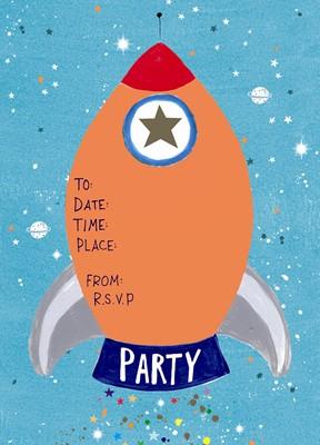 Paper Salad Rocket Party Invite