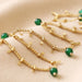 Lisa Angel Semi-Precious Stone Green Beaded Droplet Necklace in Gold