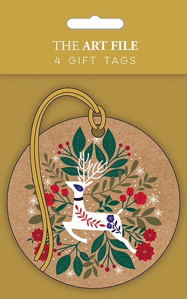 The Art File Kraft Reindeer Christmas Gift Tags - Pack of 4